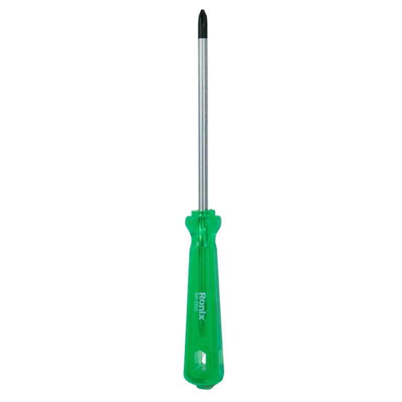 پیچ گوشتی چهارسو رونیکس مدل RH-2865 دسته پلاستکی سبز
